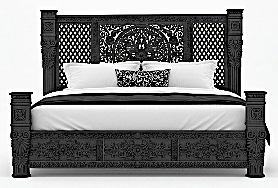 Kasbah Hand-Carved Solid Wooden Platform Bed/Bedroom Set – handcrafted solid wood furniture