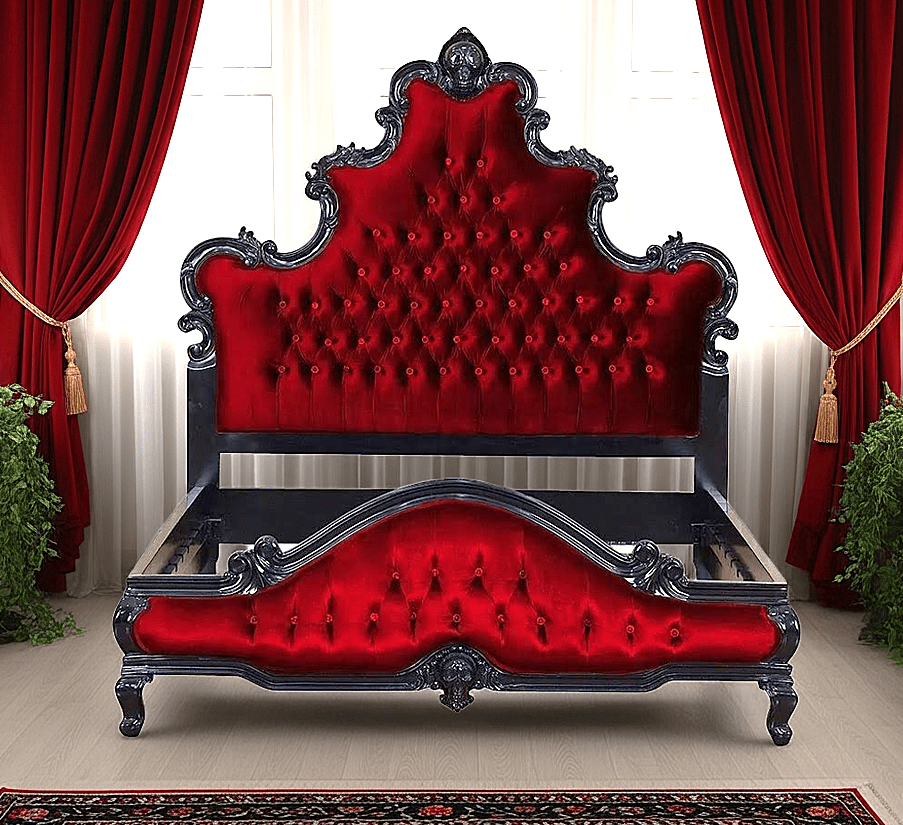 Kate Hand Carved Solid Wooden Tufted Bed – handcrafted solid wood furniture