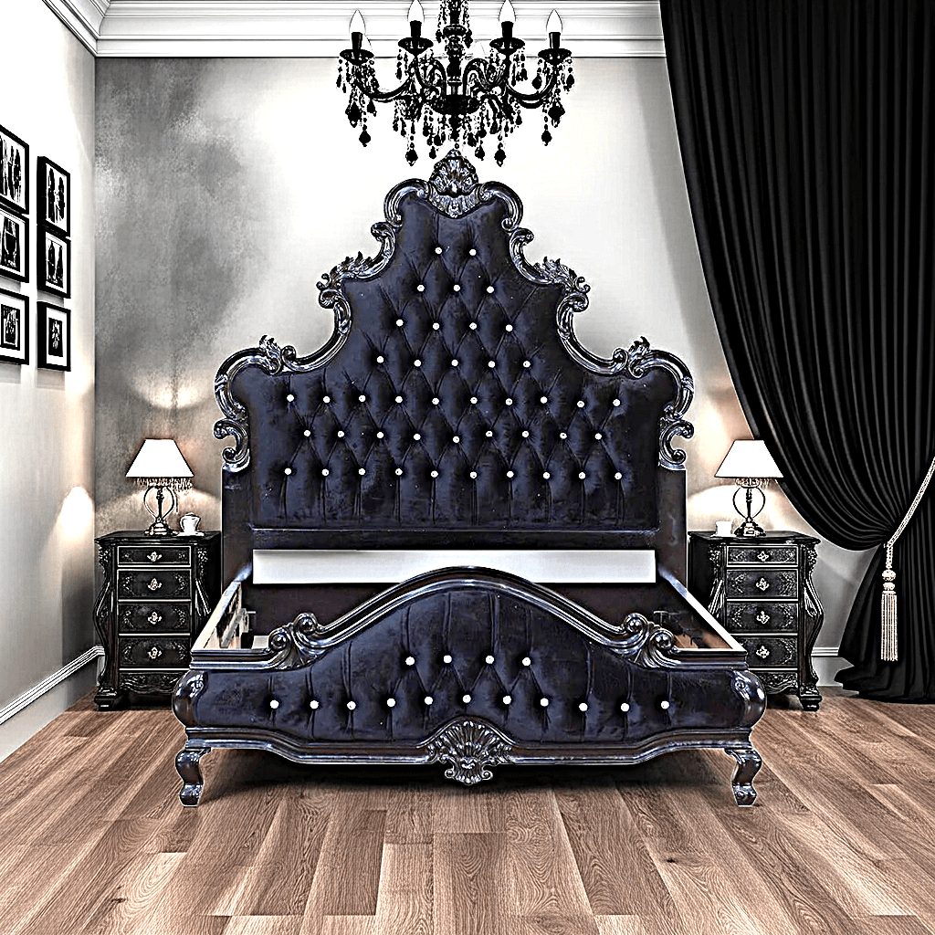 Kate Hand Carved Solid Wooden Tufted Bed – handcrafted solid wood furniture