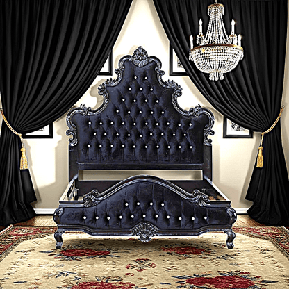 Kate Hand Carved Solid Wooden Tufted Bed – handcrafted solid wood furniture