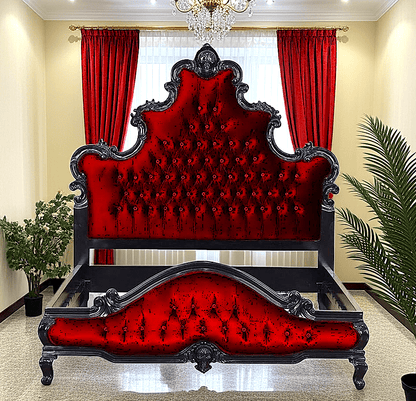 Kate Hand Carved Solid Wooden Tufted Bed – handcrafted solid wood furniture
