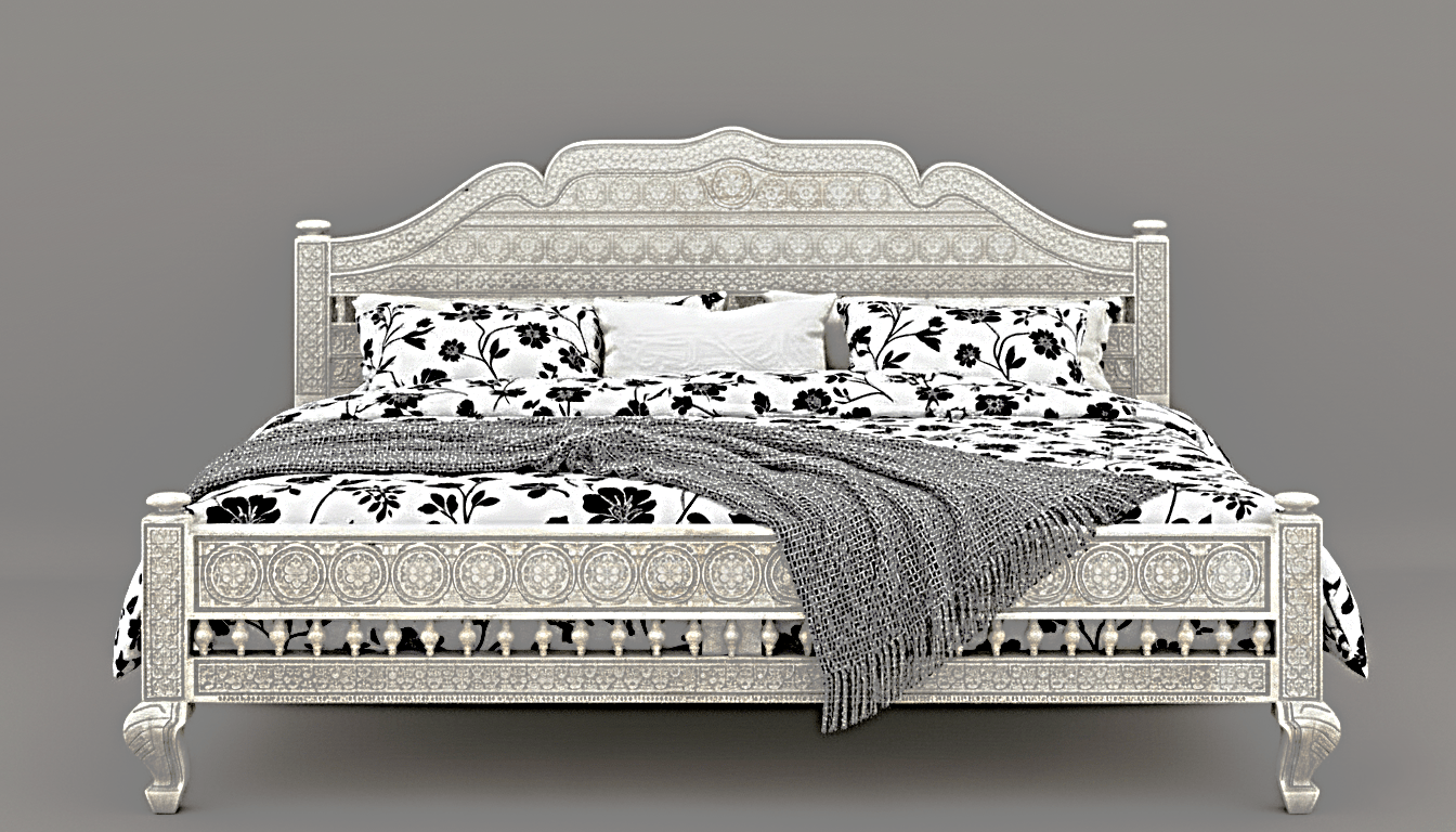 Khalifa Hand Carved Indian Solid Wood Platform Bed by R-Designs Furniture – handcrafted solid wood furniture made in India