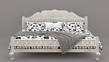 Khalifa Hand Carved Indian Solid Wood Platform Bed by R-Designs Furniture – handcrafted solid wood furniture made in India