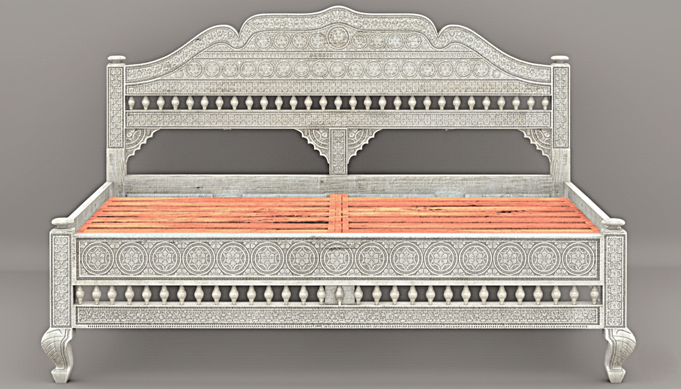 Khalifa Hand Carved Indian Solid Wood Platform Bed – handcrafted solid wood furniture
