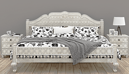 Khalifa Hand Carved Indian Solid Wood Platform Bed by R-Designs Furniture – handcrafted solid wood furniture made in India