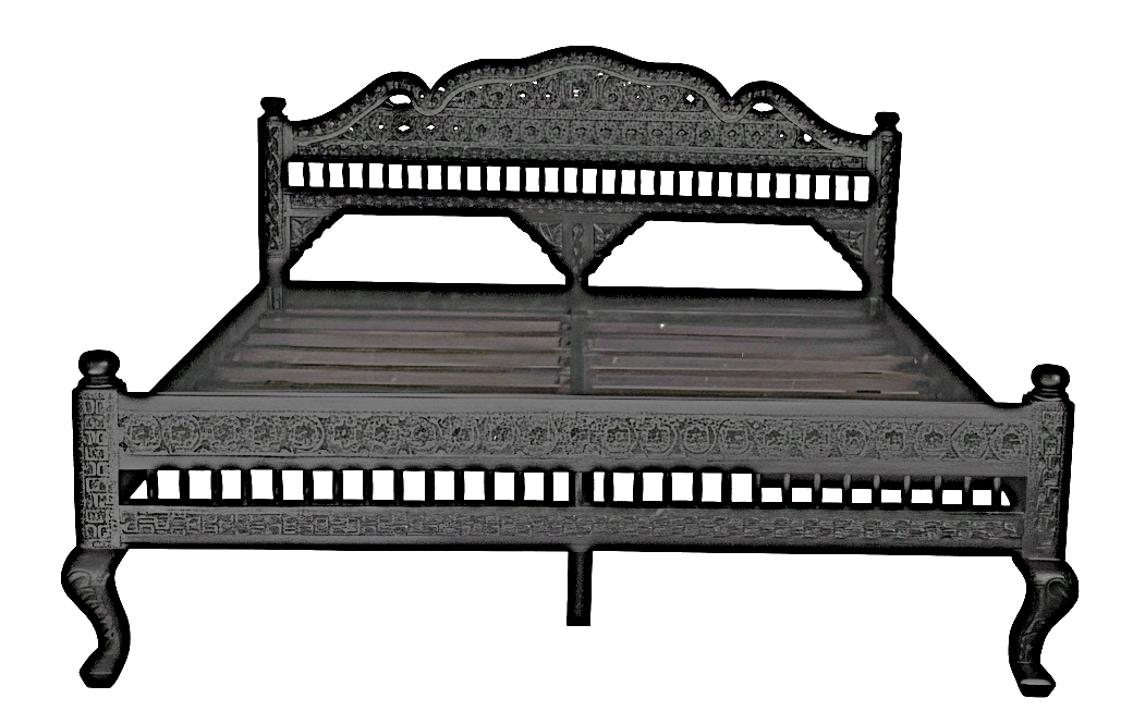 Khalifa Hand Carved Indian Solid Wood Platform Bed – handcrafted solid wood furniture