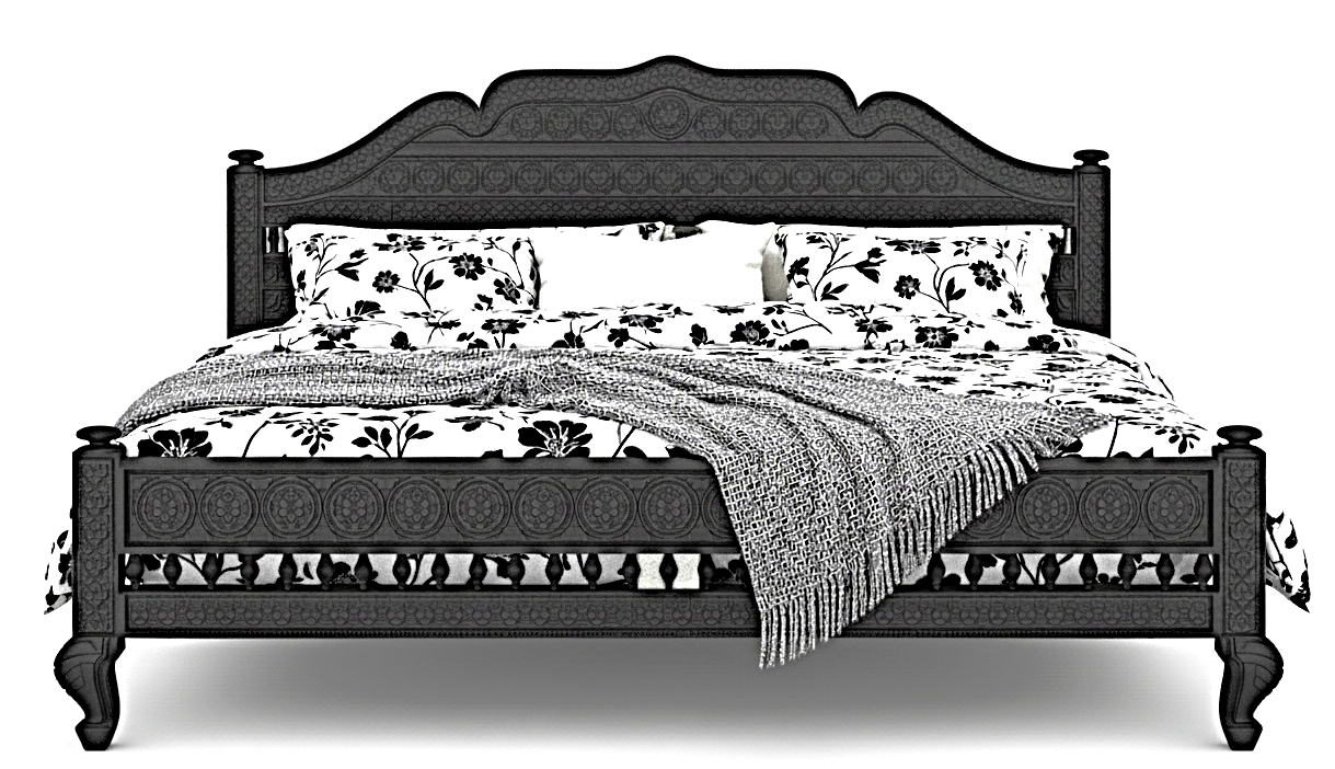 Khalifa Hand Carved Indian Solid Wood Platform Bed by R-Designs Furniture – handcrafted solid wood furniture made in India