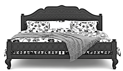 Khalifa Hand Carved Indian Solid Wood Platform Bed by R-Designs Furniture – handcrafted solid wood furniture made in India