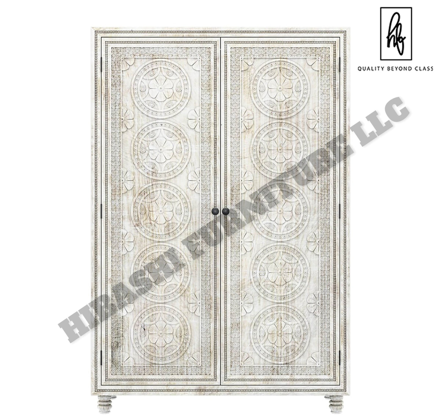 KHALIFA Hand carved Wardrobe Armoire – handcrafted solid wood furniture