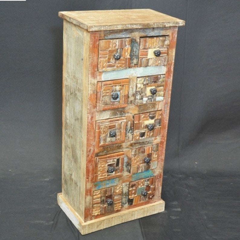 Liberty Reclaimed Timber Wood Tallboy Chest of 10 Drawers – handcrafted solid wood furniture