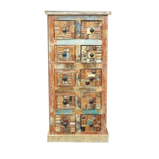 Liberty Reclaimed Timber Wood Tallboy Chest of 10 Drawers – handcrafted solid wood furniture