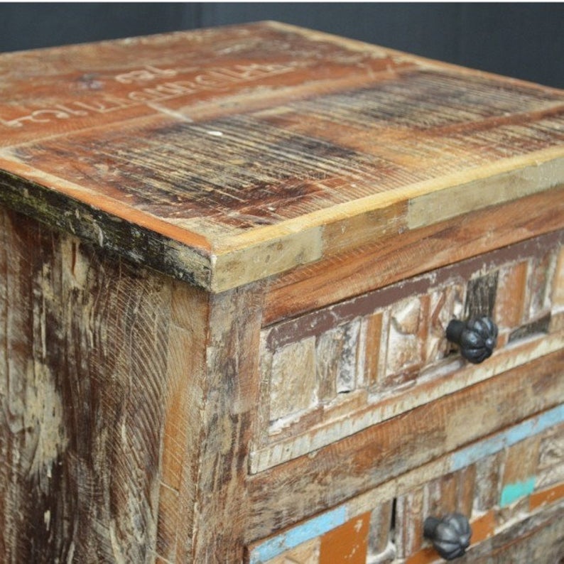 Liberty Reclaimed Wood Chest of 5 Drawers Tallboy – handcrafted solid wood furniture