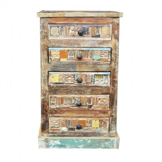 Liberty Reclaimed Wood Chest of 5 Drawers Tallboy – handcrafted solid wood furniture