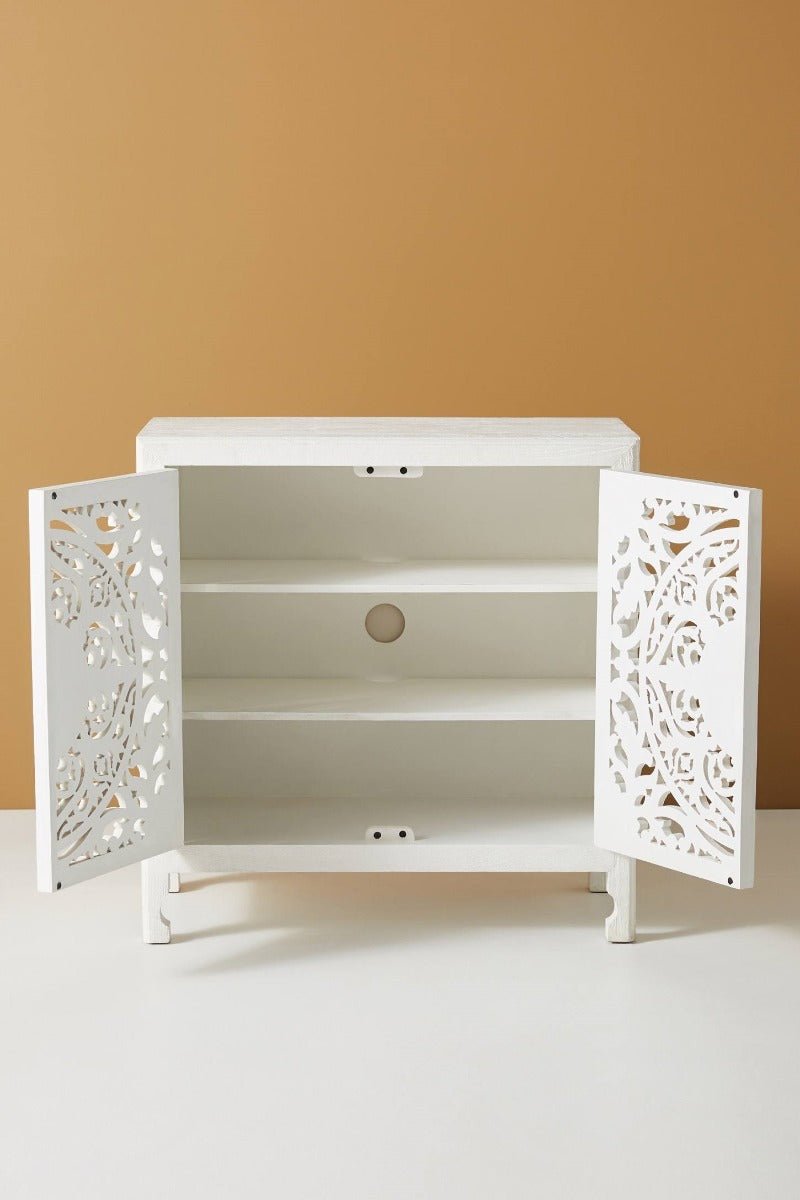 Lombok Hand carved Indian Style Entryway Cabinet / Hand Made Wooden Sideboard cabinet – handcrafted solid wood furniture