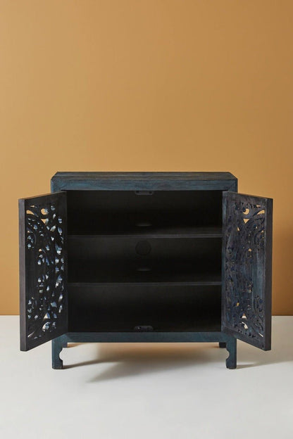 Lombok Hand carved Indian Style Entryway Cabinet / Hand Made Wooden Sideboard cabinet – handcrafted solid wood furniture
