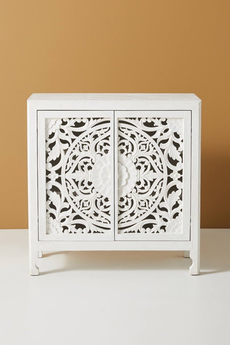 Lombok Hand carved Indian Style Entryway Cabinet / Hand Made Wooden Sideboard cabinet – handcrafted solid wood furniture