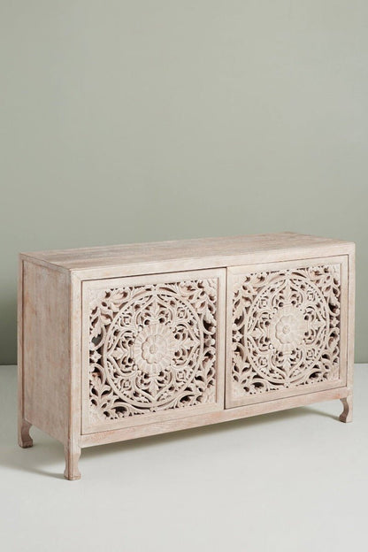 Lombok hand carved Wooden Sideboard Buffet Table – handcrafted solid wood furniture