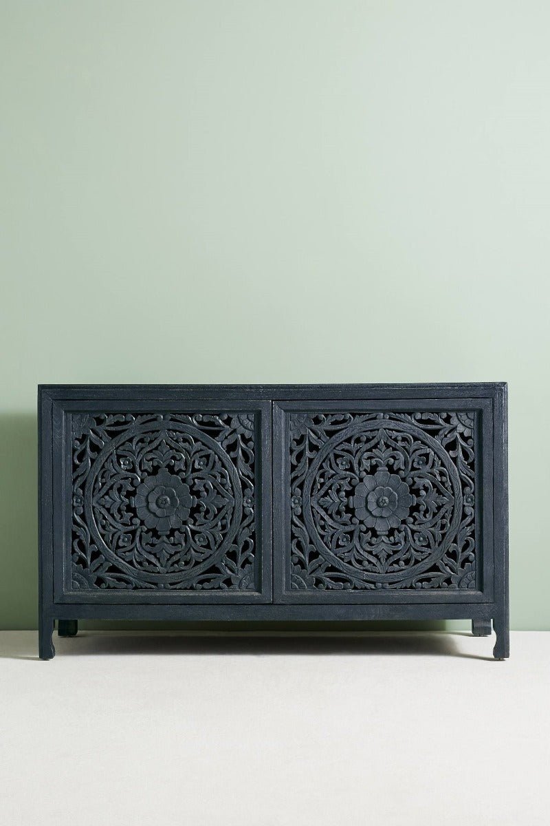 Lombok hand carved Wooden Sideboard Buffet Table – handcrafted solid wood furniture