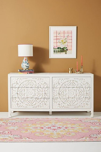 Lombok Hand Carved Wooden Six Drawer Dresser/ Hand Made wooden Dresser – handcrafted solid wood furniture