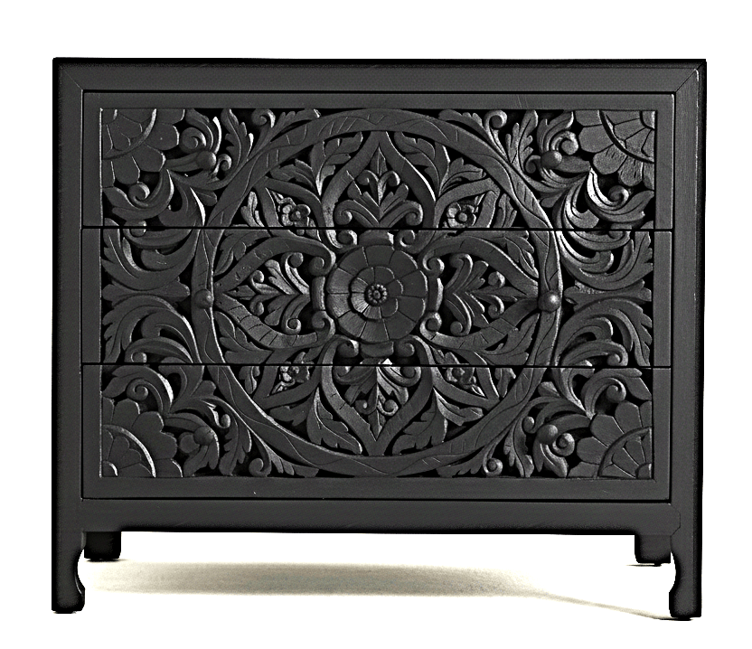 Lombok Wood Dresser Chest of 3 Drawer Cabinet – handcrafted solid wood furniture