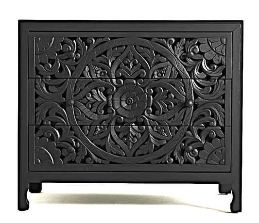 Lombok Wood Dresser Chest of 3 Drawer Cabinet – handcrafted solid wood furniture