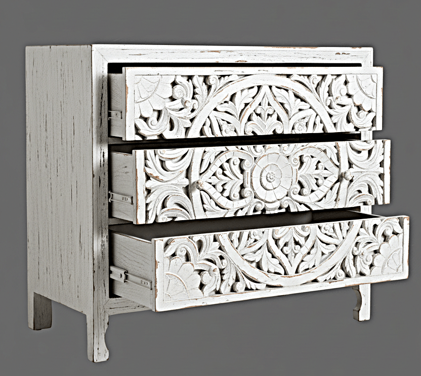Lombok Wooden Dresser Chest of 3 Drawer Cabinet – handcrafted solid wood furniture