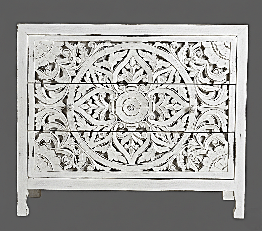 Lombok Wooden Dresser Chest of 3 Drawer Cabinet – handcrafted solid wood furniture