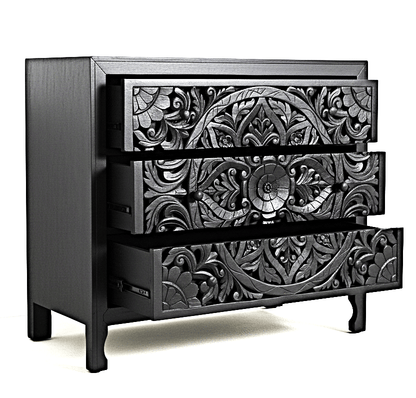 Lombok Wooden Dresser Chest of 3 Drawer Cabinet – handcrafted solid wood furniture