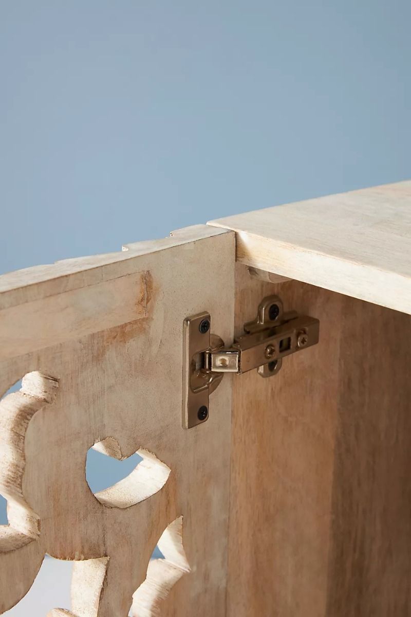 LOTUS Hand carved Entryway Cabinet – handcrafted solid wood furniture