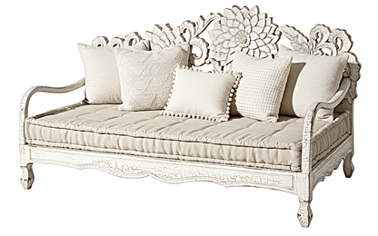 Lotus Hand Carved Solid Wooden Indoor / Outdoor Daybed by R-Designs Furniture – handcrafted solid wood furniture made in India