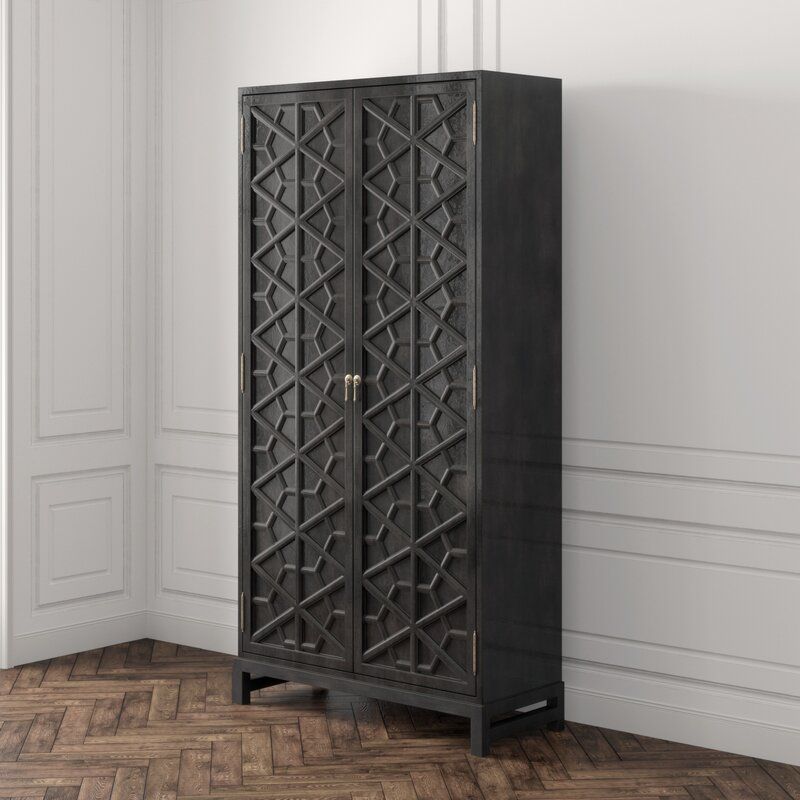 Luna Hand Solid Wooden Carved Armoire - Storage Cabinet by R-Designs Furniture – handcrafted solid wood furniture made in India