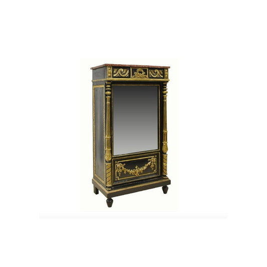 LUXY Hand Carved Magnificent Mirrored Cabinet – handcrafted solid wood furniture