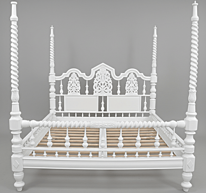 Mace Indian Hand Carved Wooden Colonial Posters Platform Bed – handcrafted solid wood furniture