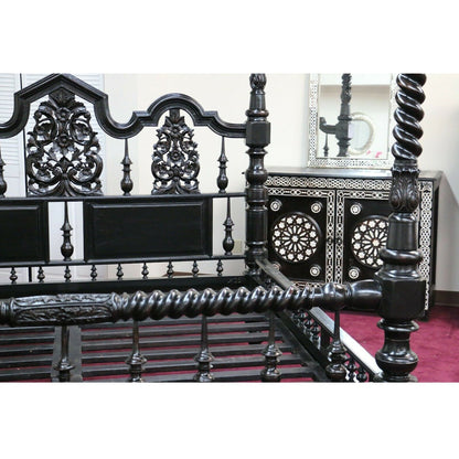Mace Indian Hand Carved Wooden Colonial Posters Platform Bed – handcrafted solid wood furniture