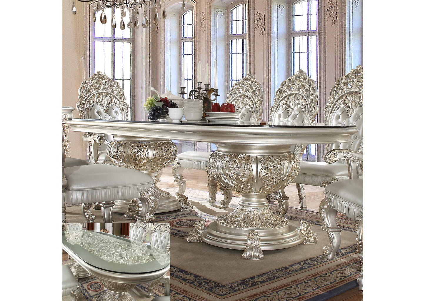 Magnisy Hand Carved European 8 Seater Dining Table Set – handcrafted solid wood furniture