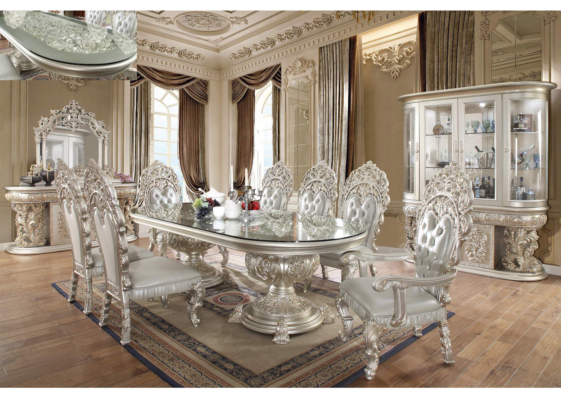 Magnisy Hand Carved European 8 Seater Dining Table Set – handcrafted solid wood furniture
