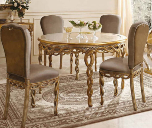 Majenta Hand Carved Luxury Dining Table Set – handcrafted solid wood furniture