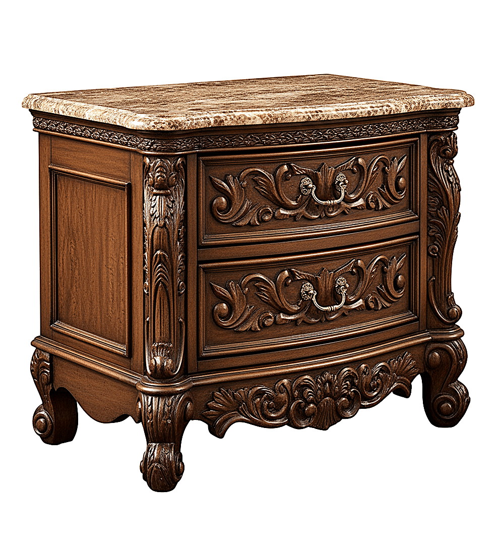 🪶 Majestic Lion Hand - Carved Solid Mango Wood Bed / 3 - Piece Bedroom Set – handcrafted solid wood furniture