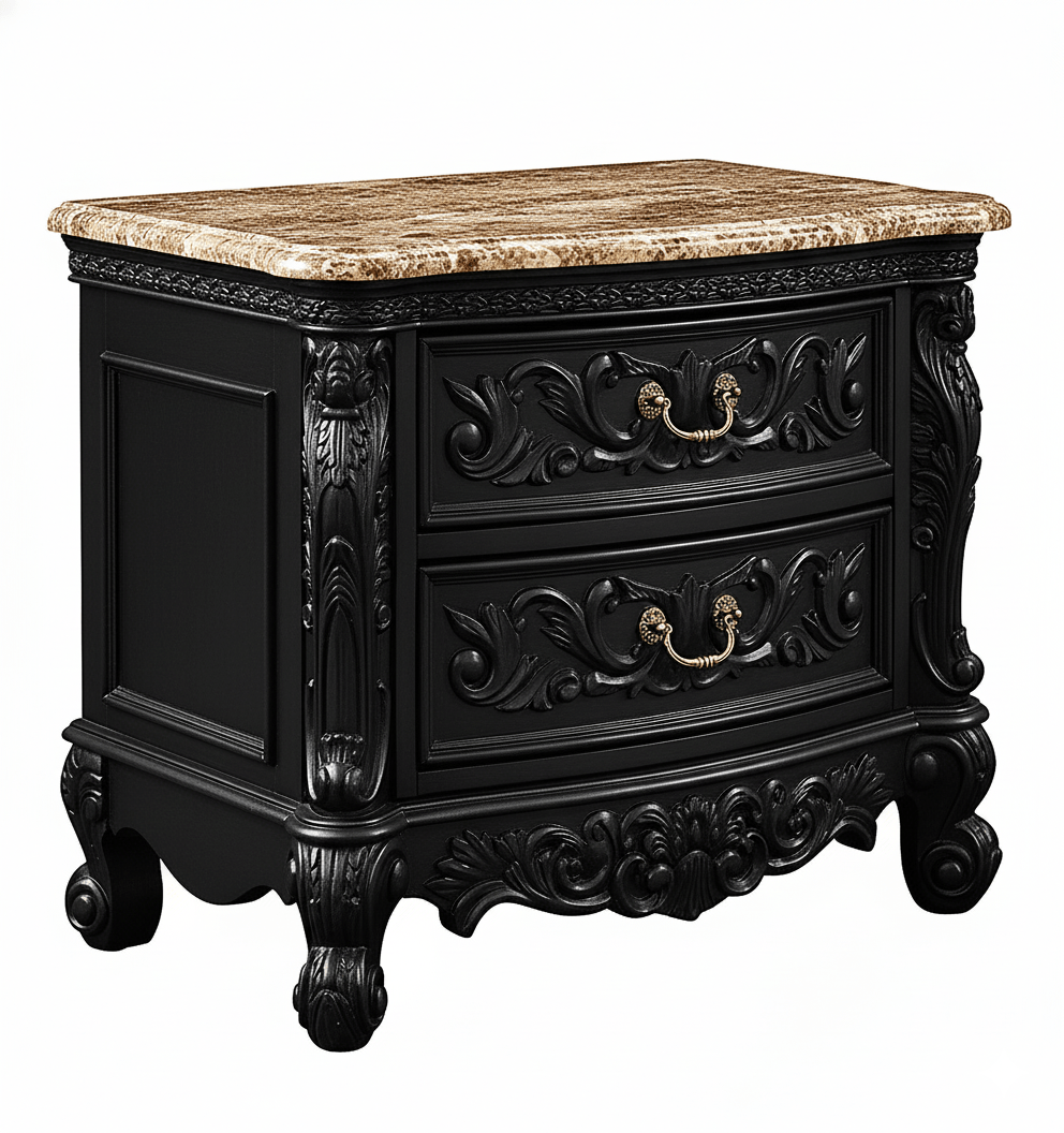 🪶 Majestic Lion Hand - Carved Solid Mango Wood Bed / 3 - Piece Bedroom Set – handcrafted solid wood furniture