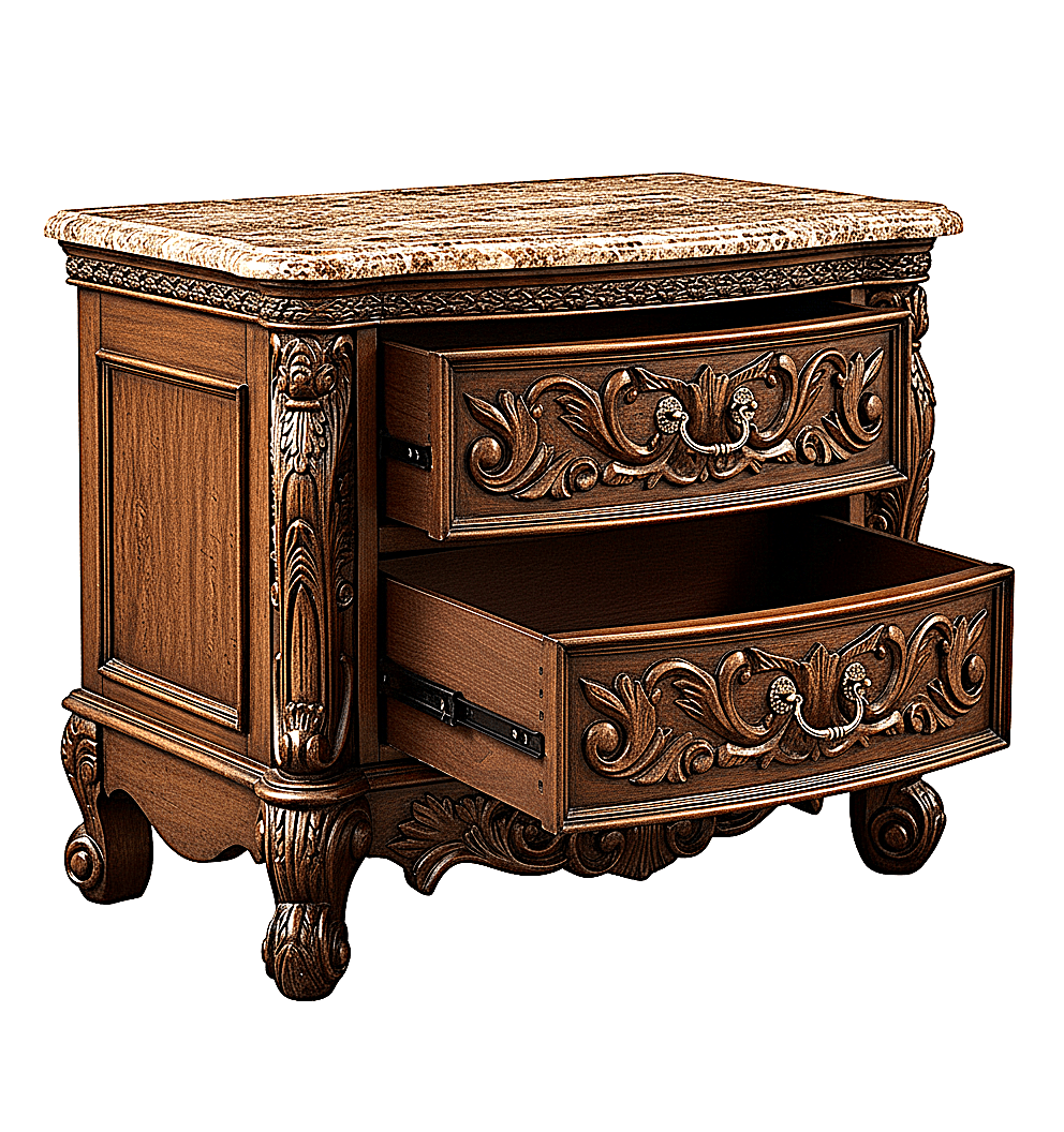 🪶 Majestic Lion Hand - Carved Solid Mango Wood Bed / 3 - Piece Bedroom Set – handcrafted solid wood furniture