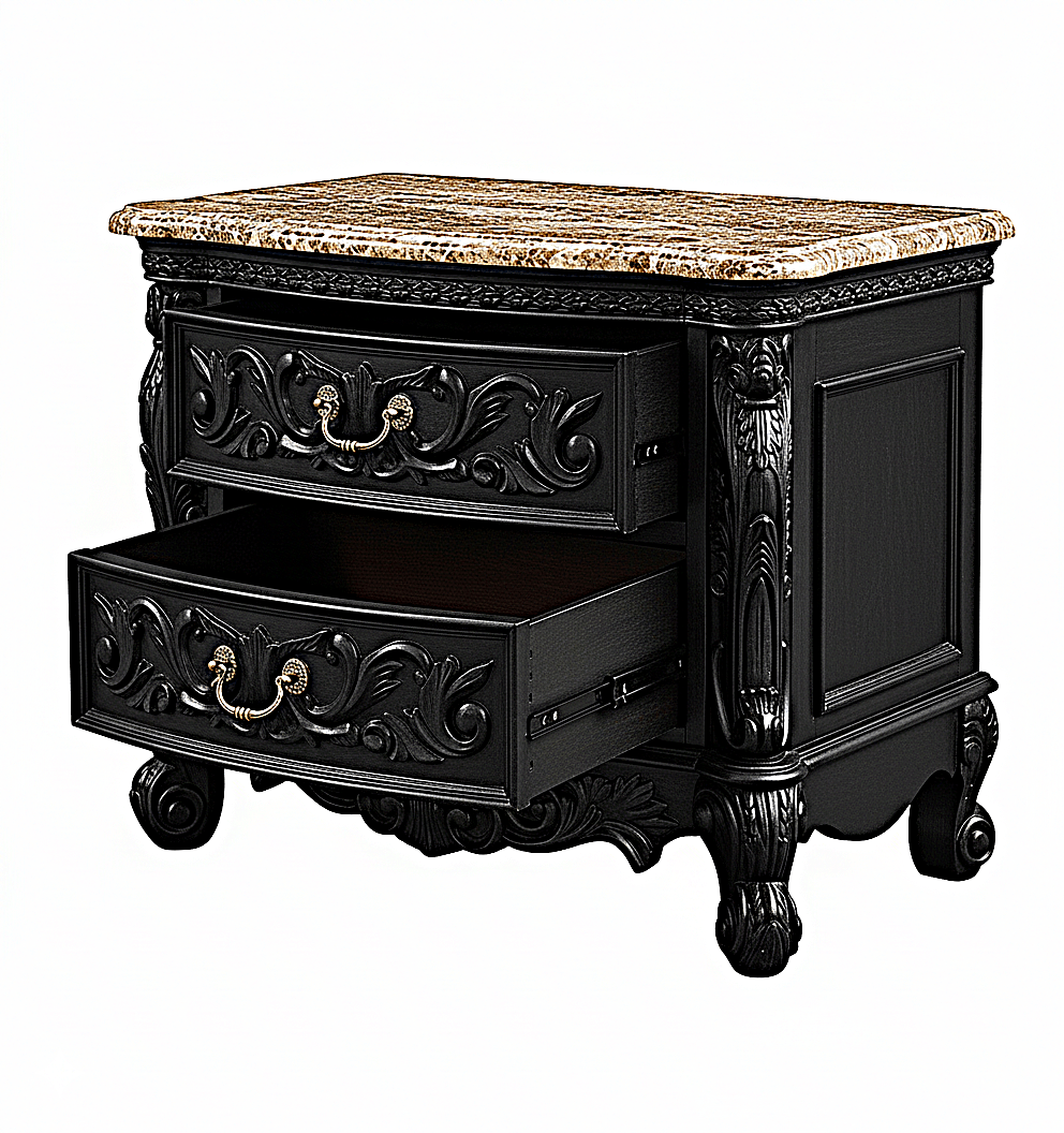 🪶 Majestic Lion Hand - Carved Solid Mango Wood Bed / 3 - Piece Bedroom Set – handcrafted solid wood furniture