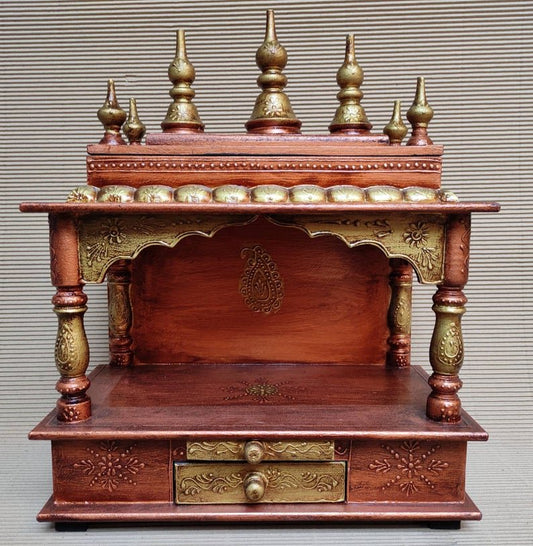 Mandla hand Carved Wooden Temple / Puja Ghar / Indian Temple – handcrafted solid wood furniture