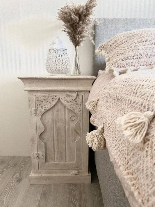 MAYON Hand Carved Bedside Tables – handcrafted solid wood furniture