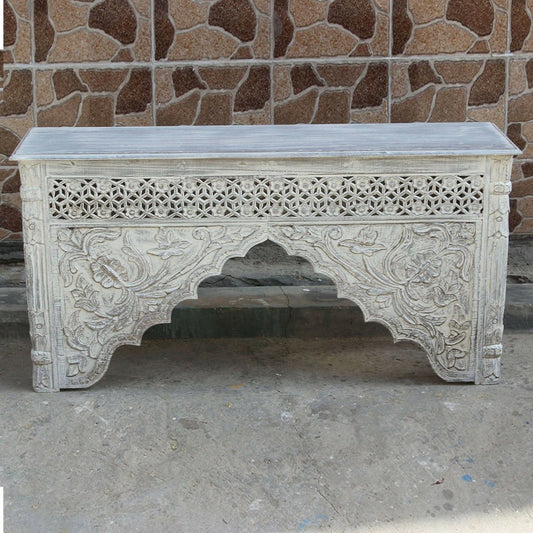 Mehrab Style Carved Hall Table – handcrafted solid wood furniture