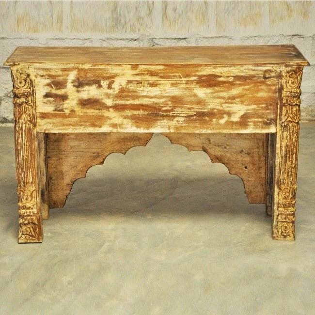 Mehrab Style Carved Hall Table with One Drawer – handcrafted solid wood furniture