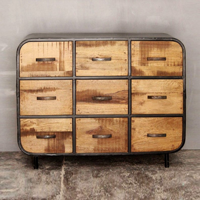 Miller Industrial Timber Iron Chest of Drawers – handcrafted solid wood furniture