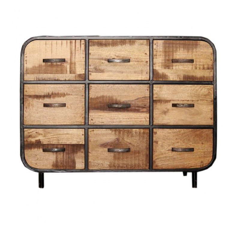 Miller Industrial Timber Iron Chest of Drawers – handcrafted solid wood furniture
