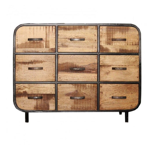 Miller Industrial Timber Iron Chest of Drawers – handcrafted solid wood furniture