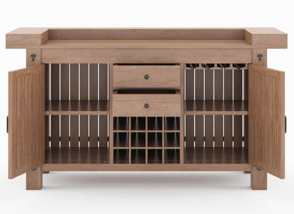 Miller Solid Wooden Bar Cabinet - Indoor / Outdoor – handcrafted solid wood furniture