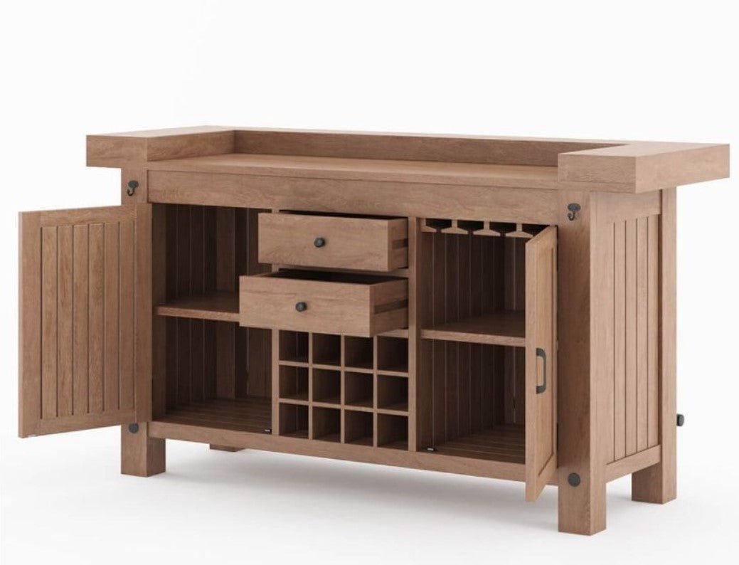 Miller Solid Wooden Bar Cabinet - Indoor / Outdoor – handcrafted solid wood furniture